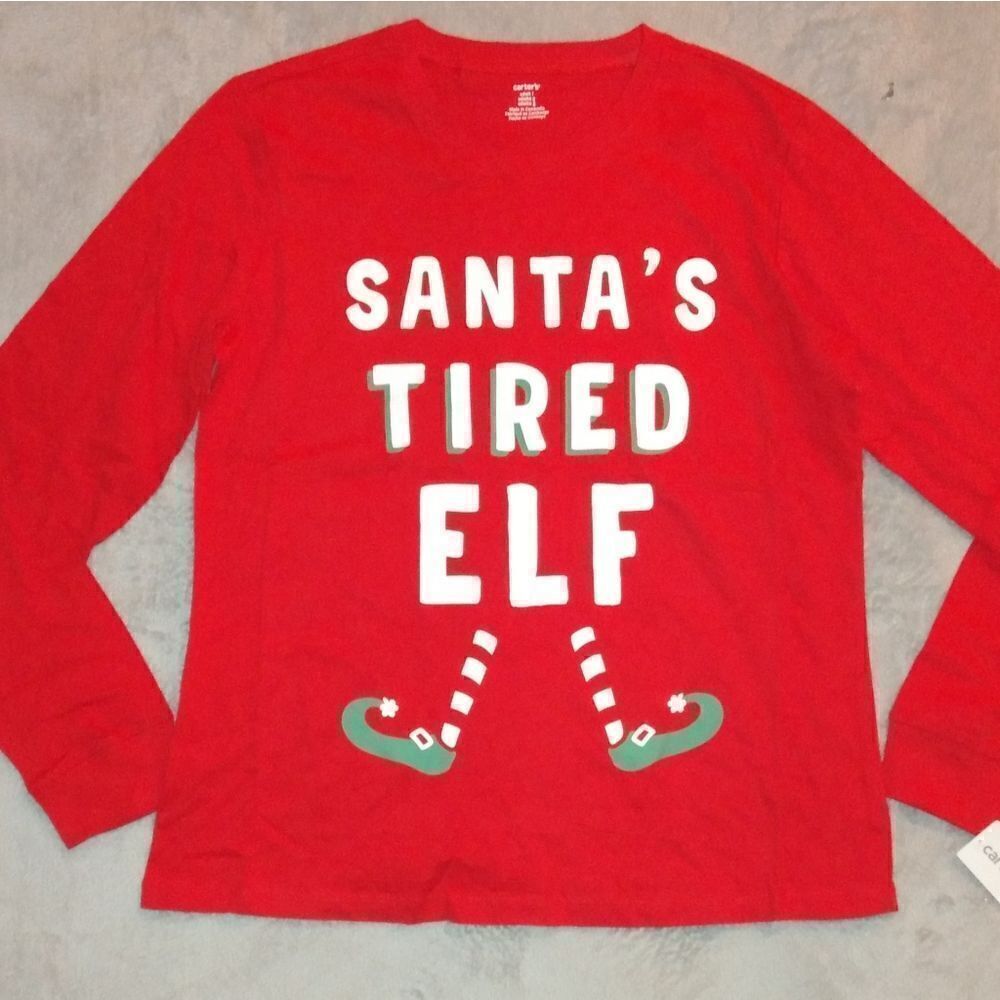 NWT  carters SANTAS TIRED ELF match family shirt unisex adult mom dad christmas